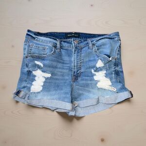 Aeropostale Cuffed Distressed Denim Shorts Size 10 #10